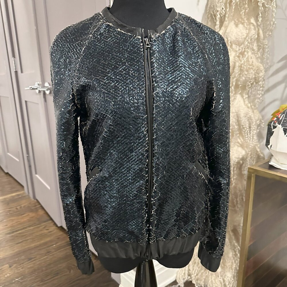 Brian Dales Bomber Jacket NWOT in Faux Leather Snake Skin -XS